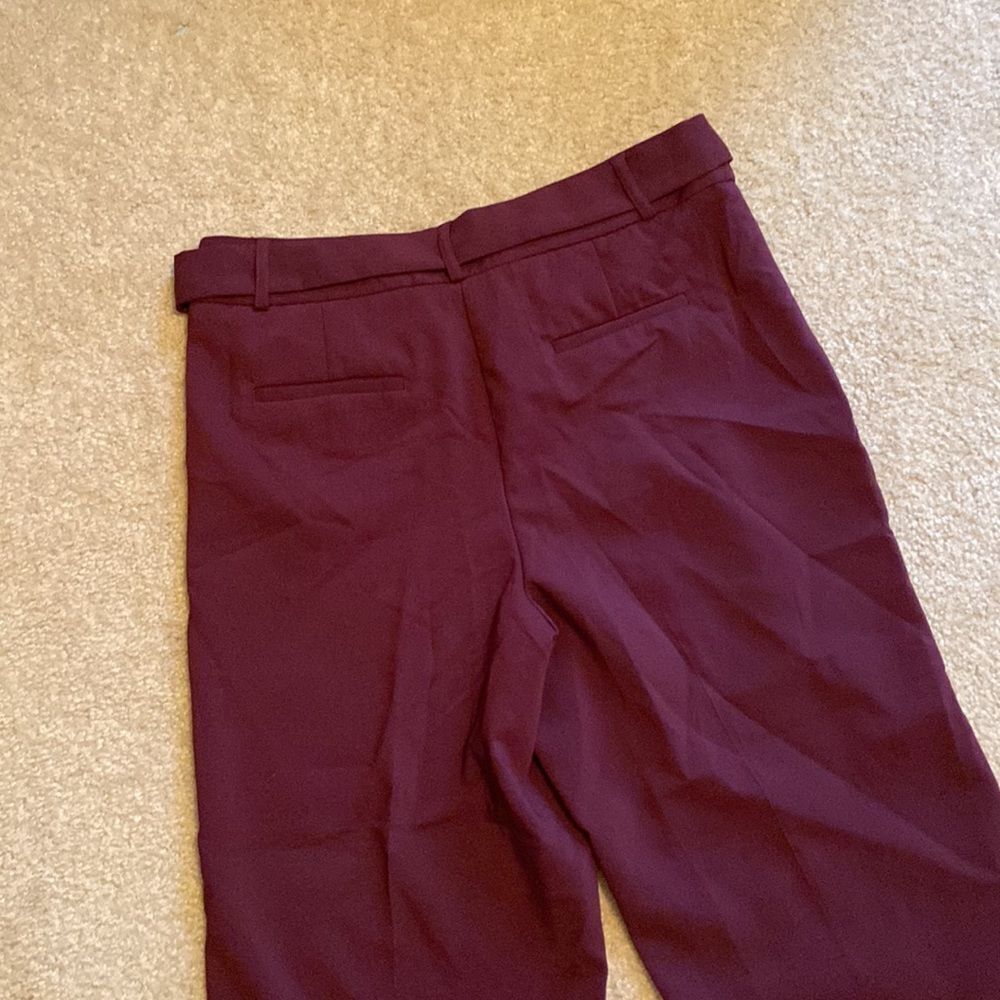 Burgundy wide leg cropped pants - Picture 4 of 6